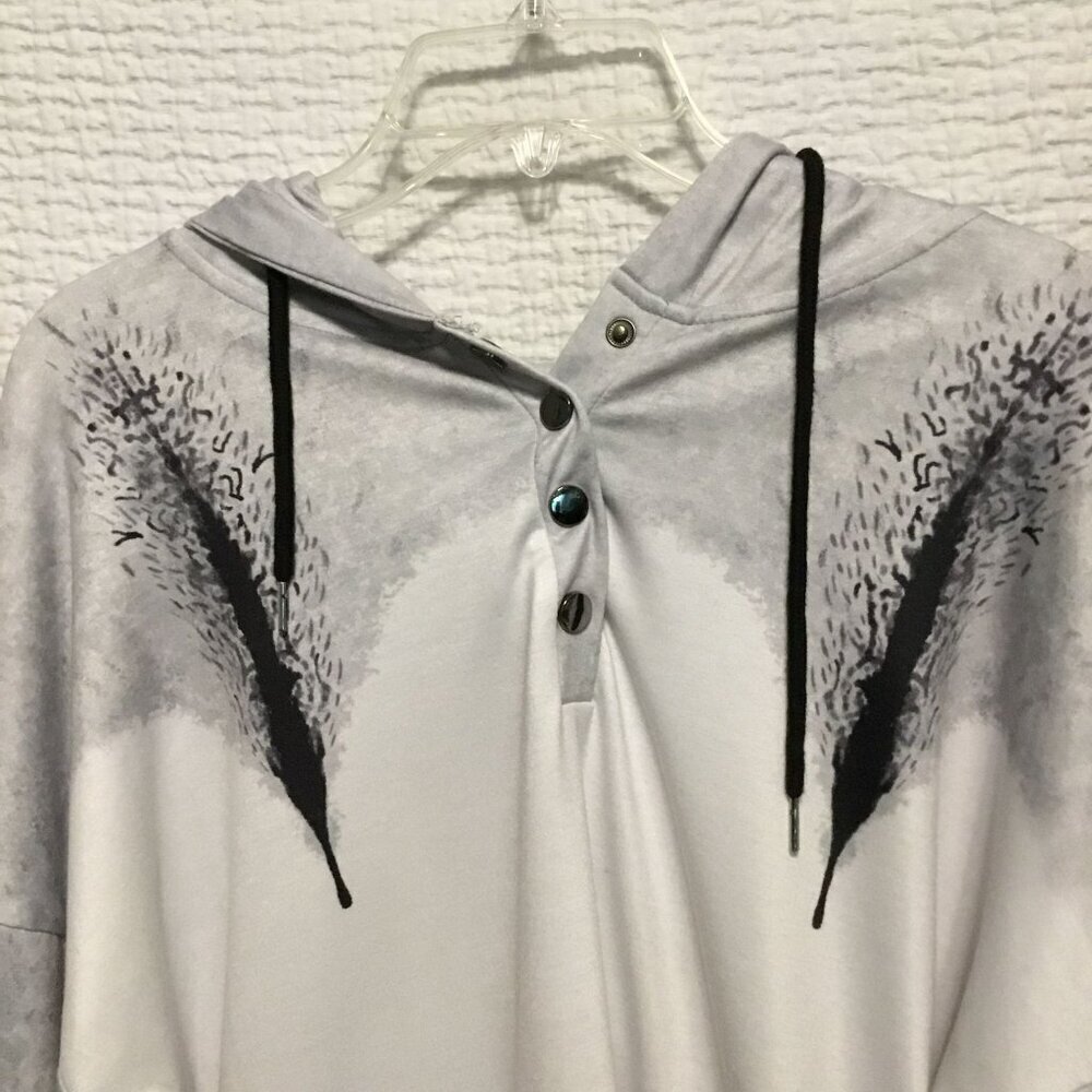 VIEACTIVEWEAR Hooded Sweatshirt Drop Shoulder Oversize Pullover Size Large Gray - Picture 2 of 11